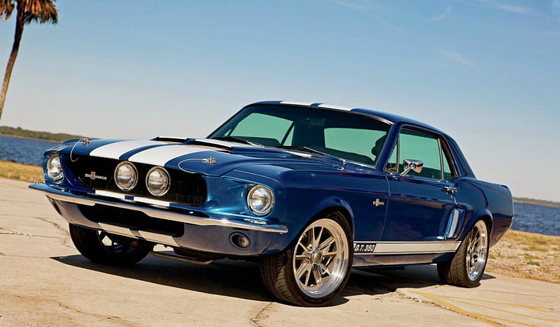 1967-Ford-Mustang, Classic, Whitestripes, Blue, 1967, HD wallpaper