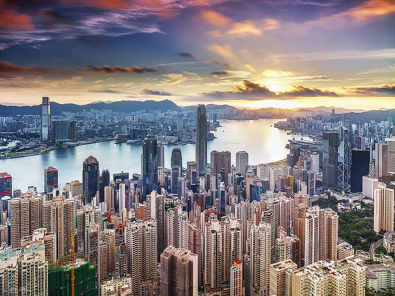 Hong Kong Victoria Harbour Sunrise Peak Lugard Road, HD wallpaper