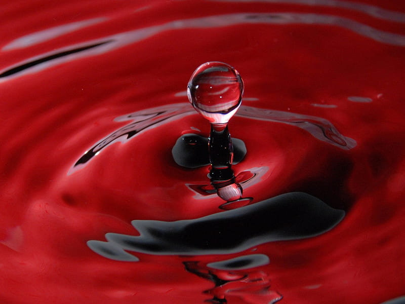 Red_Water Drop, red, fantasy, drop, 3d and cg, bonito, glassy, abstract, HD wallpaper