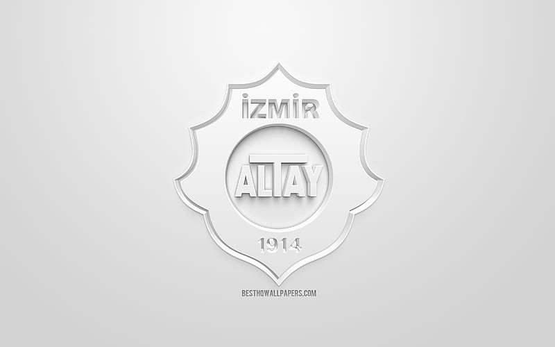 Altay SK, creative 3D logo, white background, 3d emblem, Turkish Football club, 1 Lig, Izmir, Turkey, TFF First League, 3d art, football, 3d logo, HD wallpaper