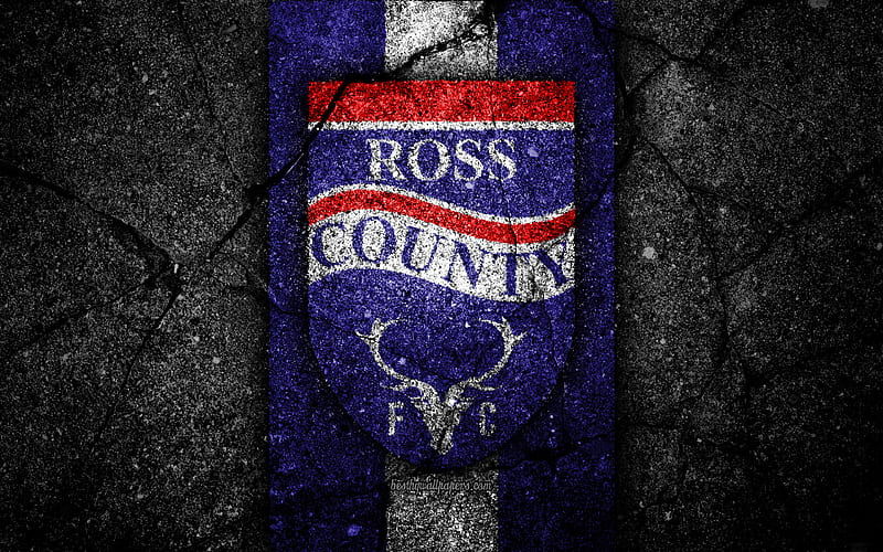 FC Ross County emblem, Scottish Premiership, football, Scotland, Ross County, asphalt texture, soccer, Scottish Football Championship, Ross County FC, HD wallpaper