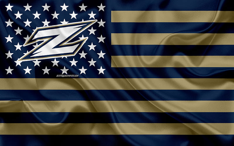 Akron Zips, American football team, creative American flag, blue gold flag, NCAA, Akron, Ohio, USA, Akron Zips logo, emblem, silk flag, American football, HD wallpaper