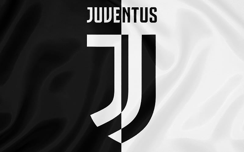 Juventus Turin, Italy, Serie A, Italian football club, silk flag, new Juventus emblem, HD wallpaper