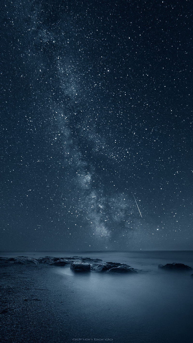 Night view, edge, milky, night, sky, stars, HD phone wallpaper