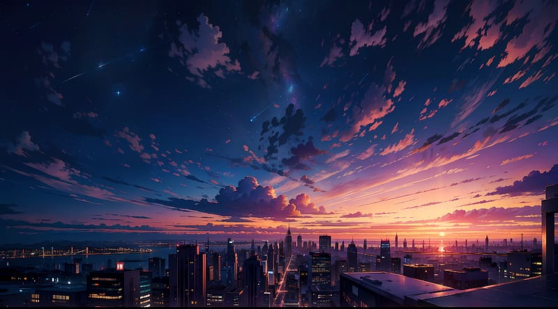 Anime City Top View, HD wallpaper