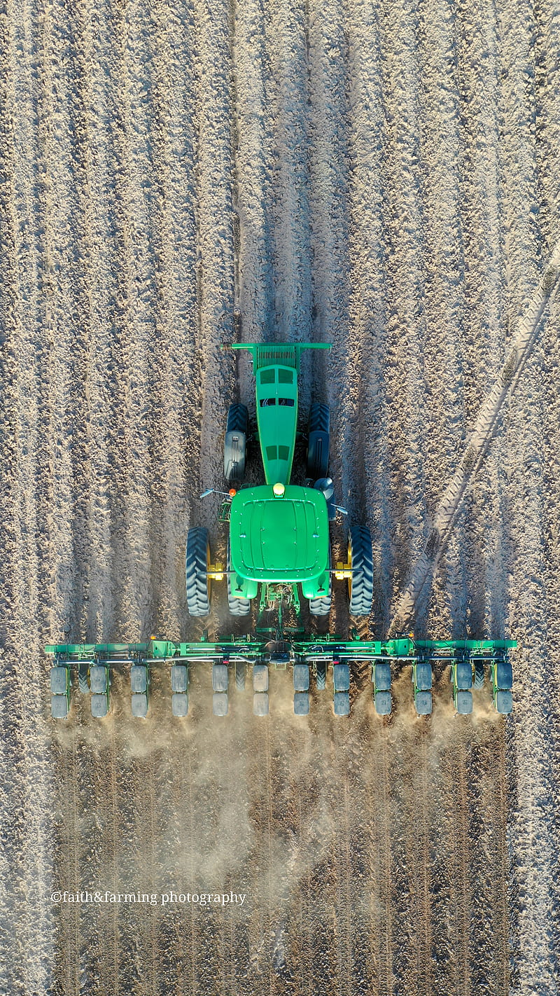 Tractor planting , agriculture, case, dji, drone, farm, johndeere, HD phone wallpaper