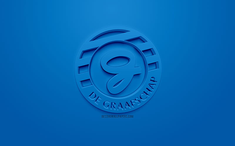 De Graafschap, creative 3D logo, blue background, 3d emblem, Dutch football club, Eredivisie, Doetinchem, Netherlands, 3d art, football, stylish 3d logo, HD wallpaper