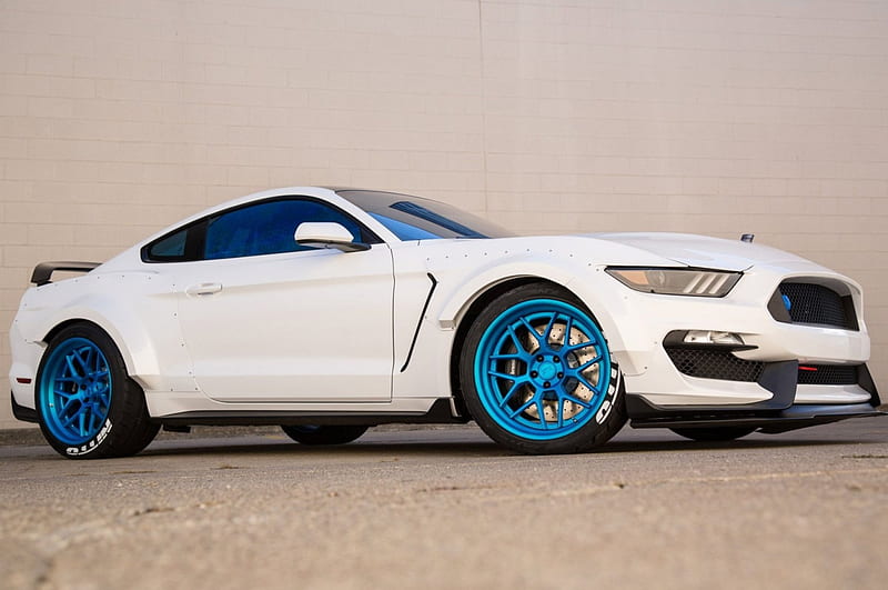 Cool As Ice, White, Blue Rims, Widebody, Ford, HD wallpaper | Peakpx