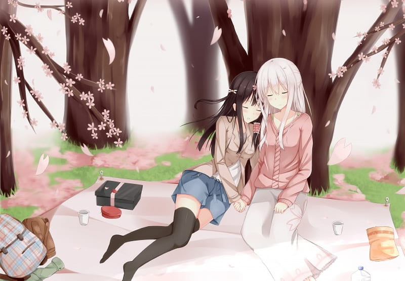 Happy Moments, pretty, sleep, sakura blossom, bonito, picnic ...