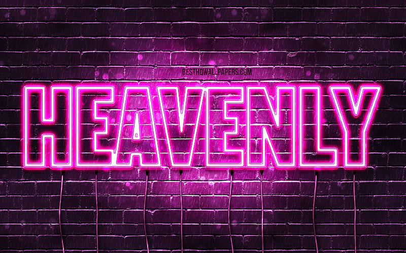 Heavenly with names, female names, Heavenly name, purple neon lights, Happy Birtay Heavenly, with Heavenly name, HD wallpaper