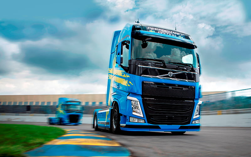 Volvo FH Viking, 2017 trucks, raceway, tractor, tuning, blue FH, Volvo, HD wallpaper