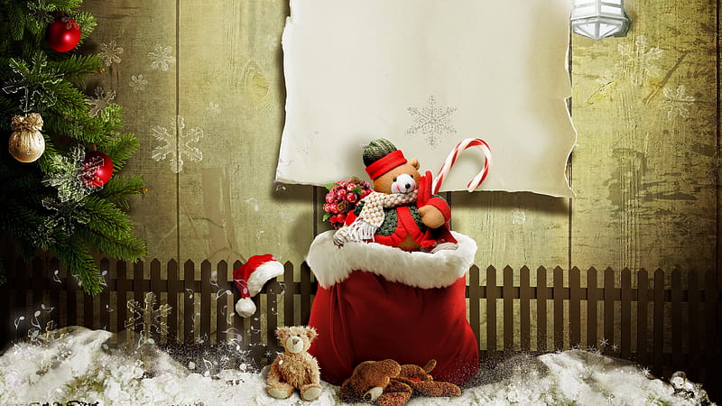 Holiday, Christmas, Stuffed Animal, Teddy Bear, Toy, HD wallpaper