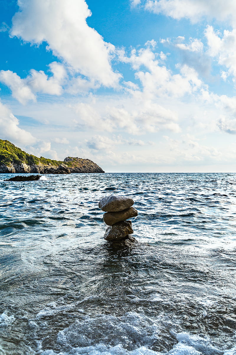 stones, waves, rocks, landscape, HD phone wallpaper