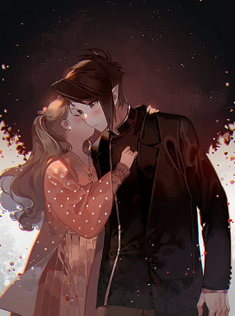 Download Passionate Anime Couple Kiss Phone Wallpaper