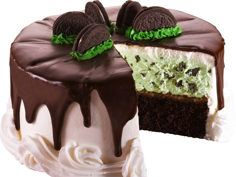 minty cake, gree, cakes, decoration, chocolate, HD wallpaper