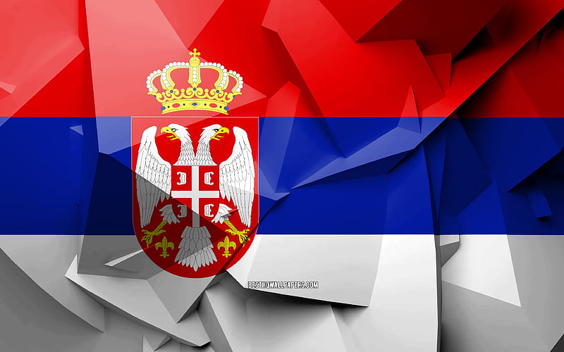 Flag of Serbia, geometric art, European countries, Serbian flag, creative, Serbia, Europe, Serbia 3D flag, national symbols, HD wallpaper