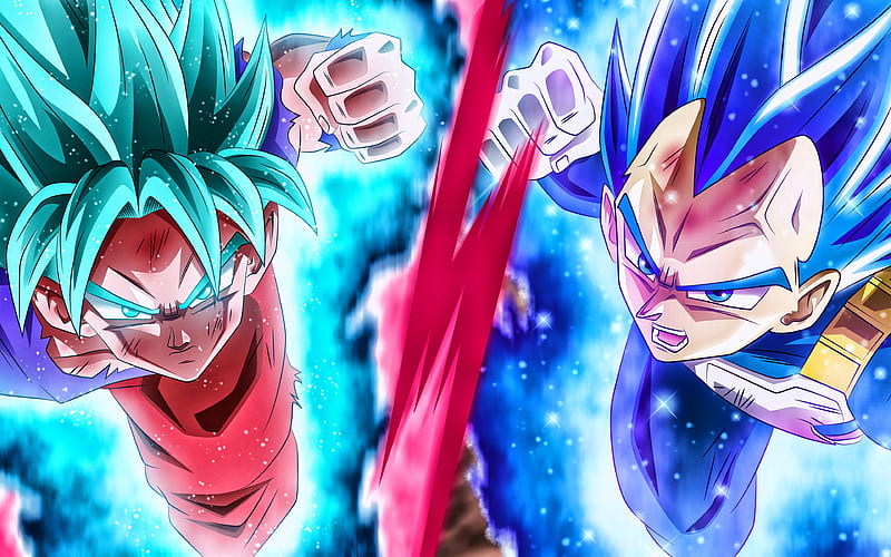 Goku vs Vegeta battle, DBS characters, Dragon Ball, warrior, Dragon Ball Super, Son Goku, Vegeta, DBS, artwork, Goku DBS, Vegeta DBS, HD wallpaper