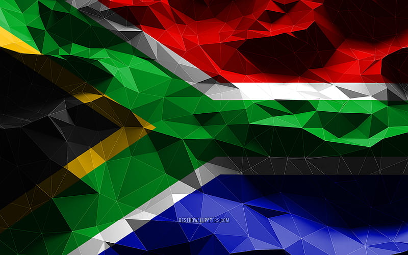 South African flag, low poly art, African countries, national symbols, Flag of South Africa, 3D flags, South Africa, Africa, South Africa 3D flag, South Africa flag, HD wallpaper