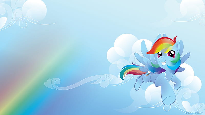 Rainbow Dash - MLP, My Little Pony, Friendship is Magic, Rainbow Dash, Clouds, rainbow, HD wallpaper