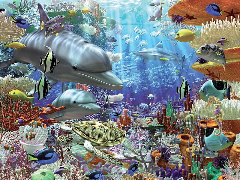 OCEAN WONDERS, marine, life, blue, ocean, HD wallpaper
