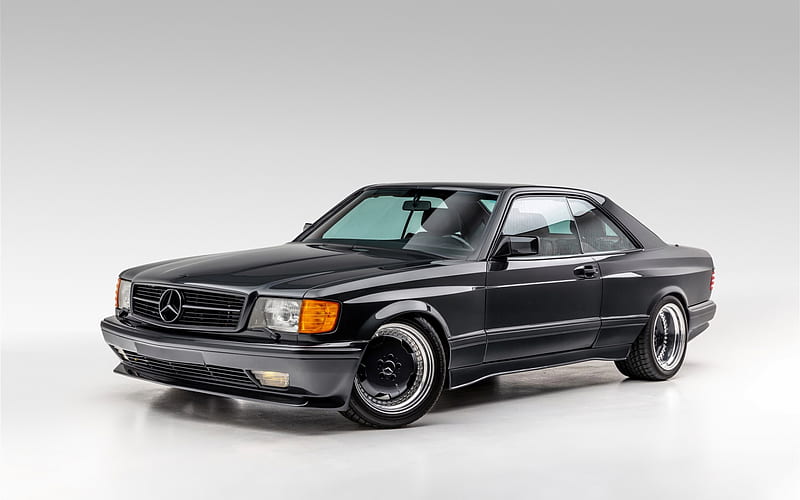 Mercedes-Benz W126, 1991, Mercedes C126, black coupe, retro cars, german cars, Mercedes, HD wallpaper