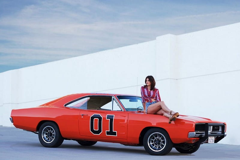 Sitting On The Hood, Classic, Charger, General Lee, Mopar, HD wallpaper