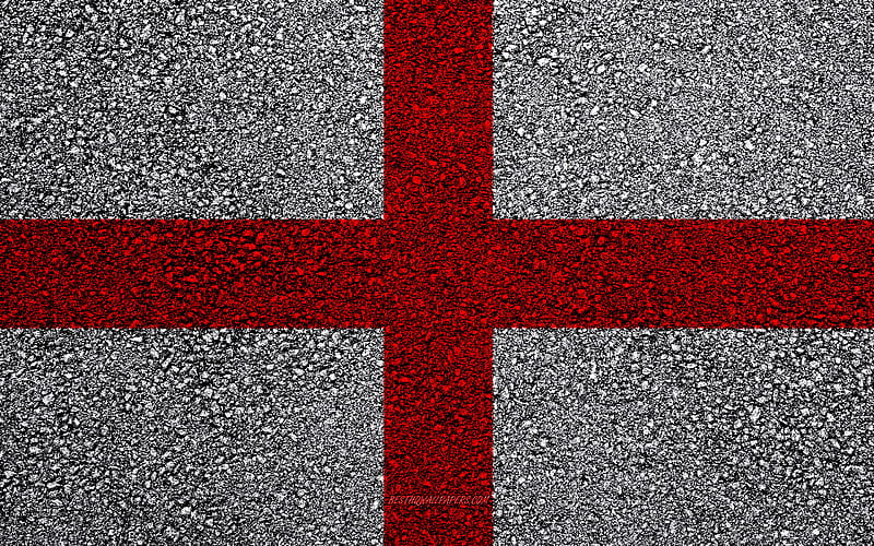 Flag of England, asphalt texture, flag on asphalt, England flag, Europe, England, flags of european countries, HD wallpaper