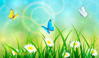 spring, nature, flower butterfly floral background summer Stock