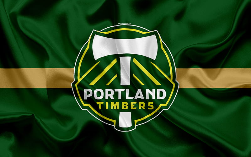 Portland Timbers FC, American Football Club, MLS, Major League Soccer, emblem, logo, silk flag, Portland, Oregon, USA, football, HD wallpaper