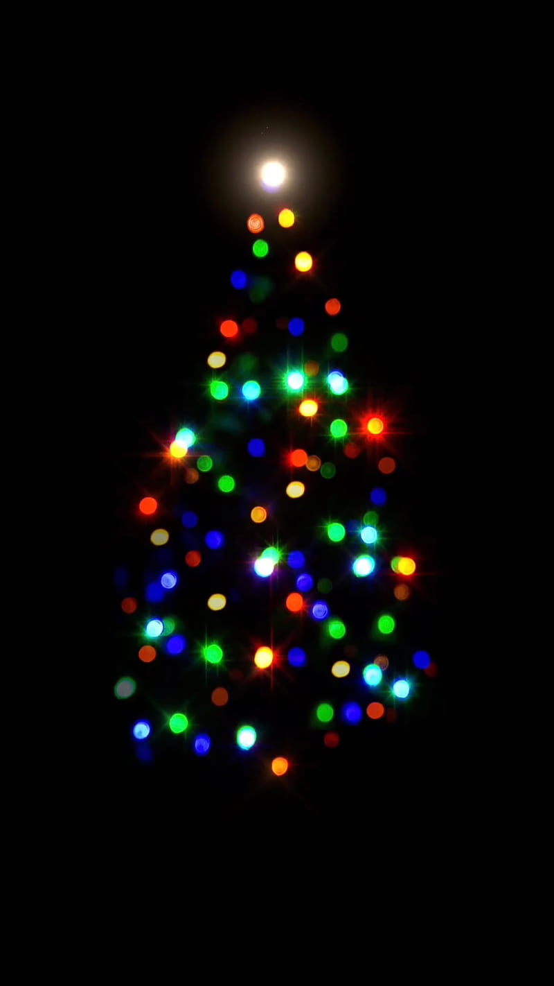 Christmas Tree Lights, black, christmas, colorful, colors, dark background, glowing, lights, tree, xmas, HD phone wallpaper
