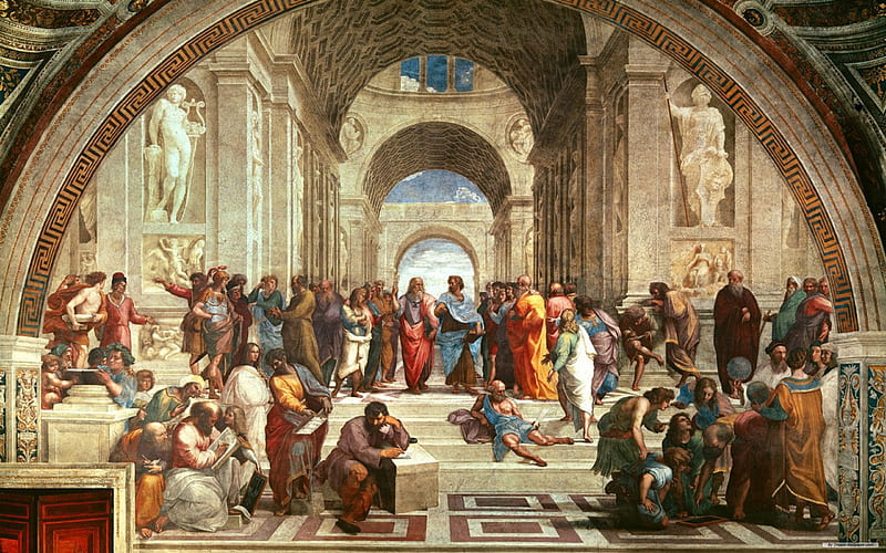 The School of Athens and Background, School Art, HD wallpaper