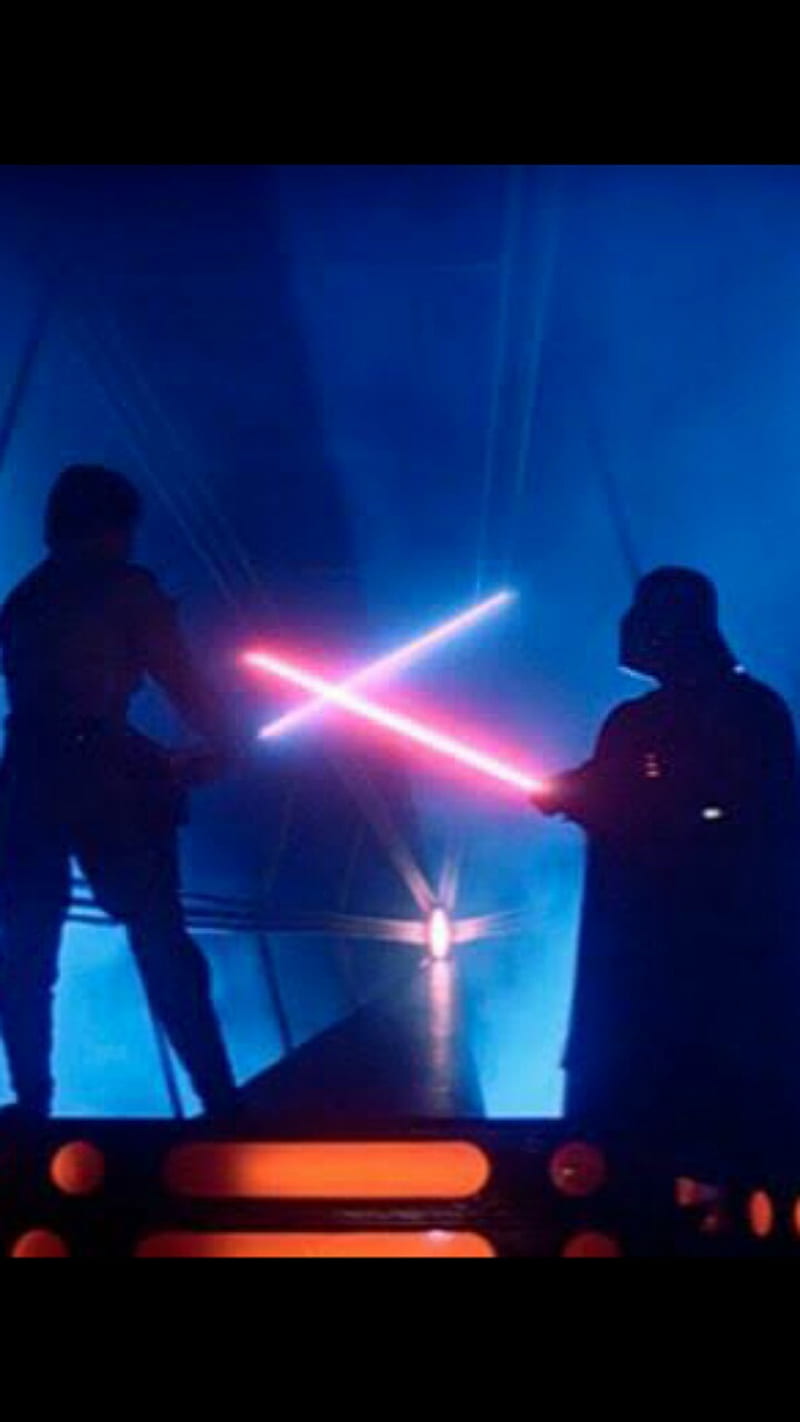 Luke vs Darth Vader, black, darth vader, future, luta, sabre de luz, star, star wars, wars, HD phone wallpaper