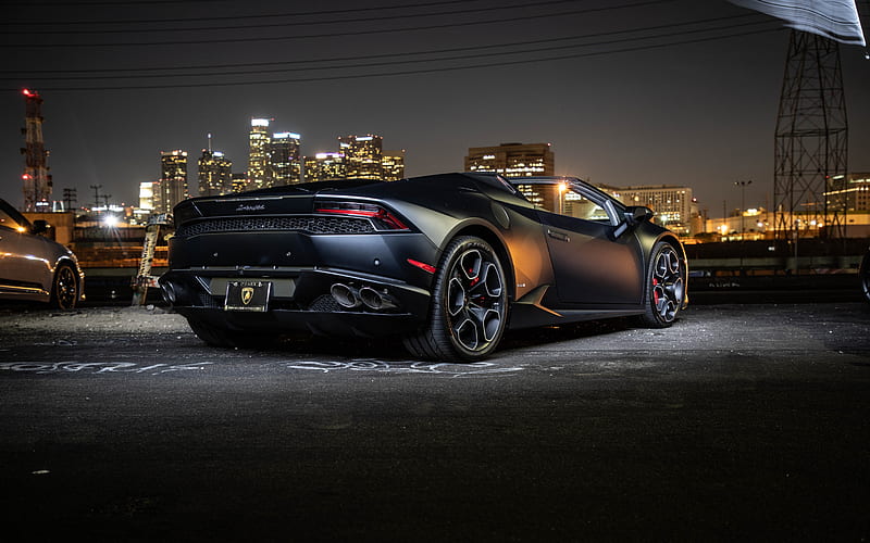 Lamborghini huracan, 2019, vista trasera, araña, nuevo huracán negro,  tuning huracan, Fondo de pantalla HD | Peakpx