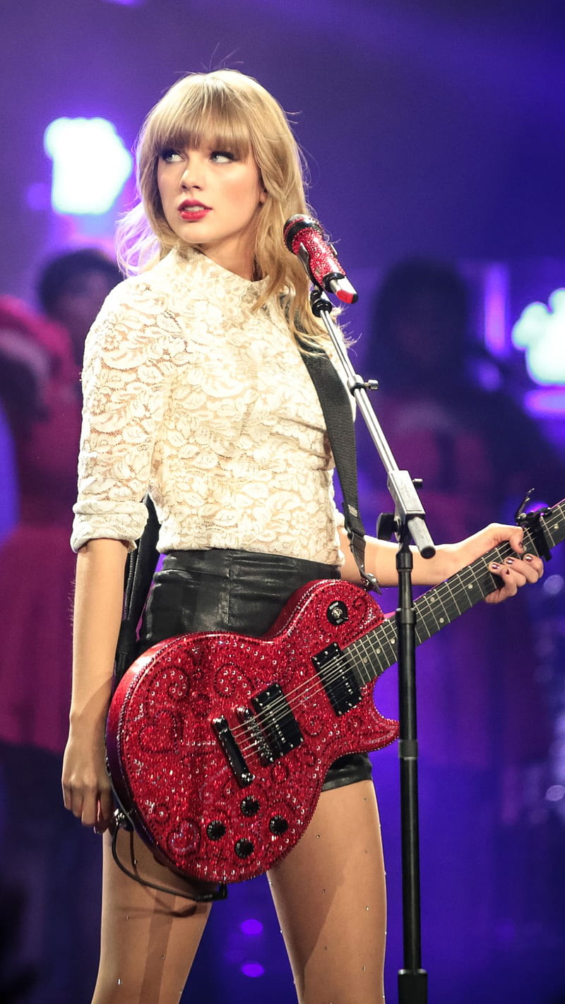 TS, best singers, music, red, red tour, taylor and guitar, taylor fans, taylor swift, tour, HD phone wallpaper