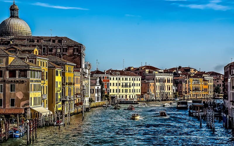 Venice, Grand Canal, boats, tourism, summer, Italy, travel concepts, beautiful old city, HD wallpaper