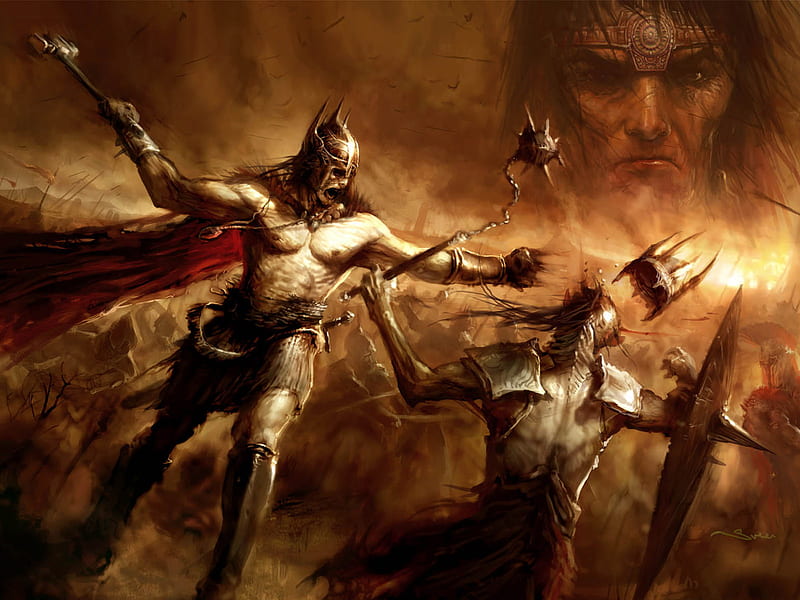 Age of Conan, warriors, video game, fight, hell, adventure, HD wallpaper