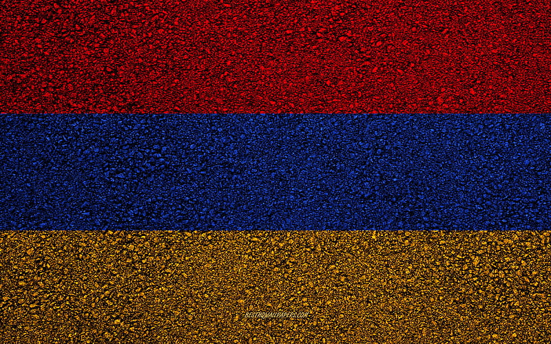 Flag of Armenia, asphalt texture, flag on asphalt, Armenia flag, Europe, Armenia, flags of european countries, HD wallpaper