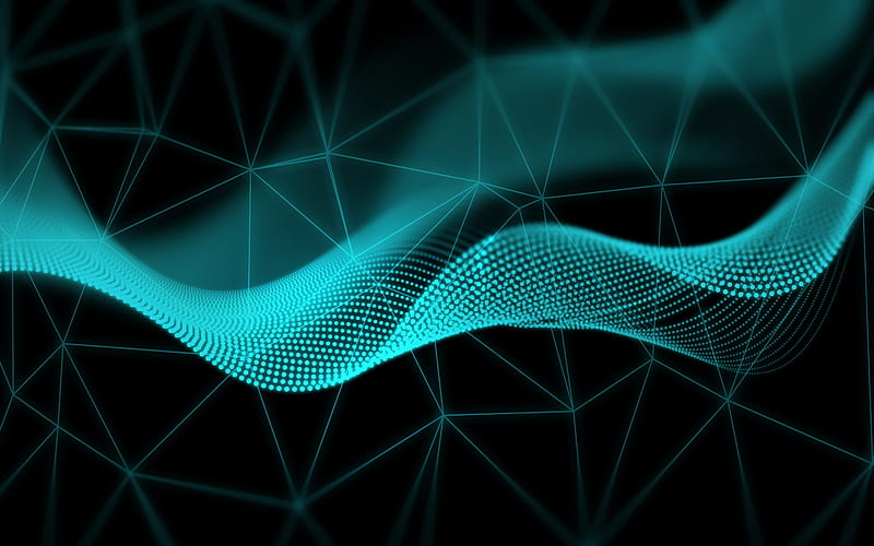 neon wave, 3d wave, blue neon light, abstract backgrounds, HD wallpaper
