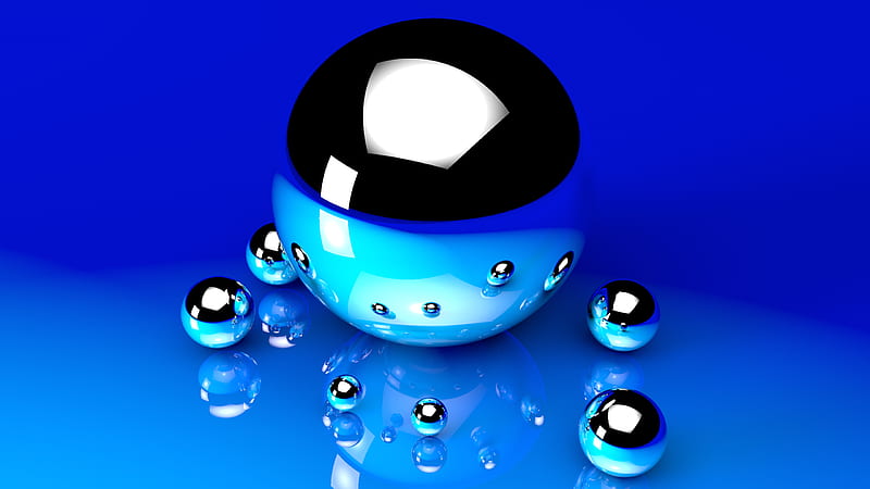 3D Ball Blue CGI Digital Art Reflection Sphere Abstract, HD wallpaper |  Peakpx