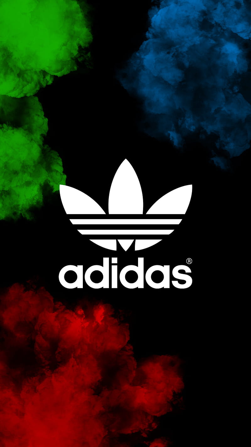 Adidas Smoke, blue, brand, color, colorful, explosion, green, logo, red, HD phone wallpaper