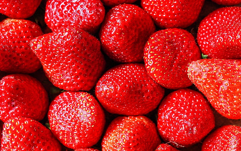 ripe strawberry, macro, strawberries, red berries, strawberry background, berries, ripe berries, ripe strawberries, HD wallpaper