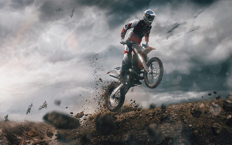 motocross, dirt, man, bike, HD wallpaper