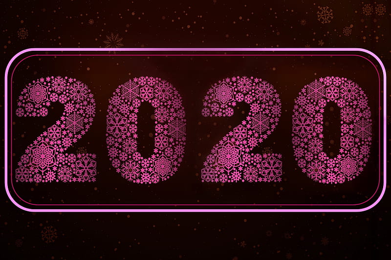 Happy New Year!, new year, pink, 2020, christmas, craciun, black, HD wallpaper