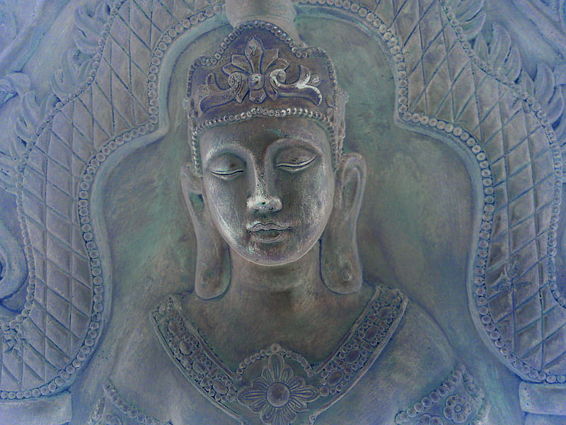 Religious Stone Relief, buddha, face, stone, relgion, HD wallpaper