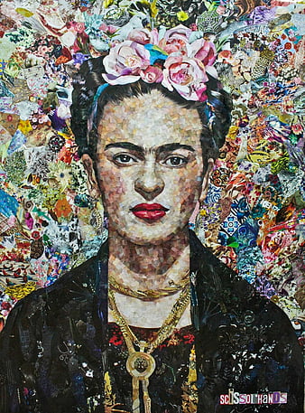 Frida Kahlo Portrait Floral Wallpaper Mural  Hovia UK  Kahlo paintings Frida  kahlo portraits Flower mural