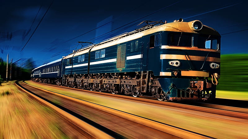 fantastic electric train in motion, electric, speed, train, tracks, HD wallpaper