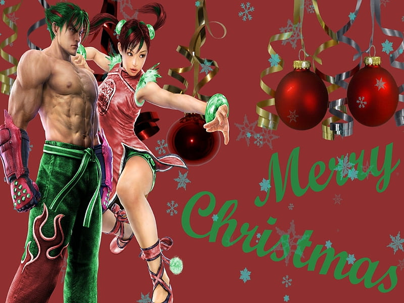 Tekken Holidays Jin and Xiaoyu, video game, jin xiaoyu, holidays, tekken, HD wallpaper