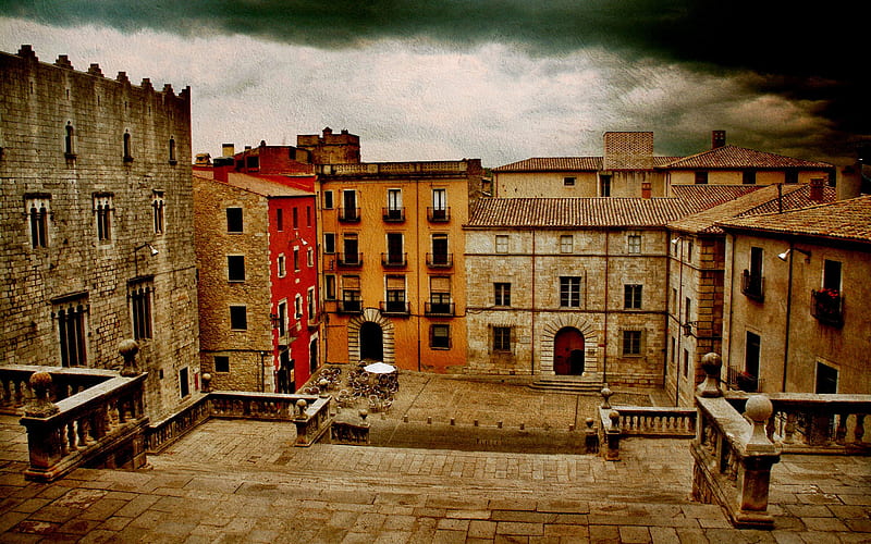 Nostalgic scenery Girona Spain, HD wallpaper