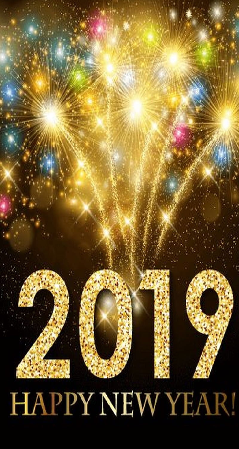 Newyear19, new, chrismas, merry chrismas, year, merry, happy, 2019, gold, HD phone wallpaper