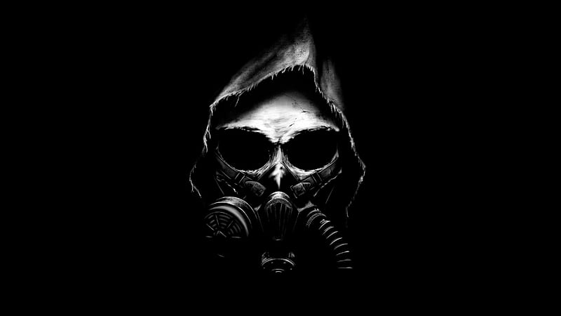 GasmaskInTheDark, black, dark, devilproject, gas, gasmask, mask, metal, mortal, toxic, HD wallpaper